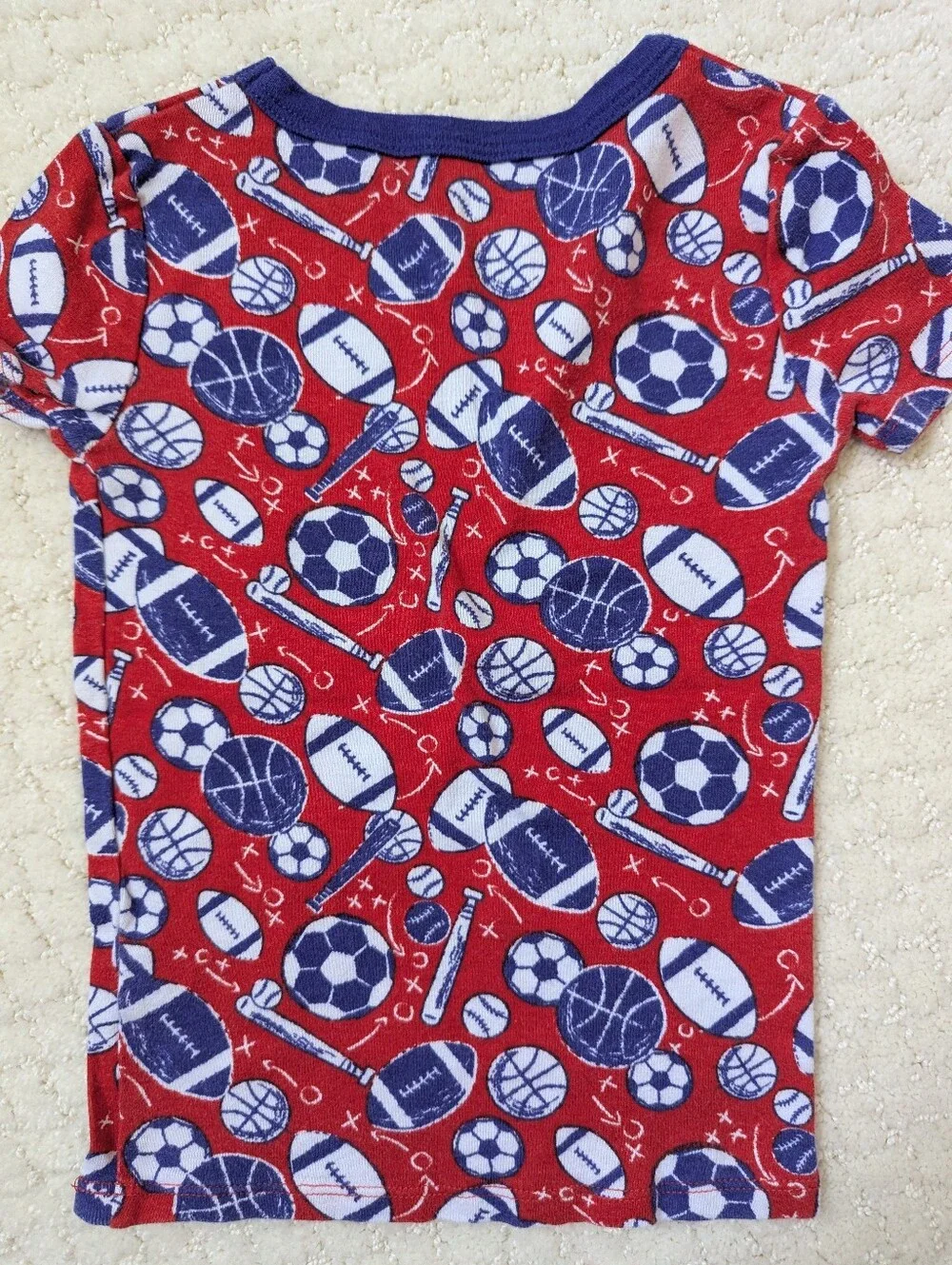 Cat & Jack Toddler Sports Theme Sleepwear Set (3pcs) - Red & Navy Size 4t